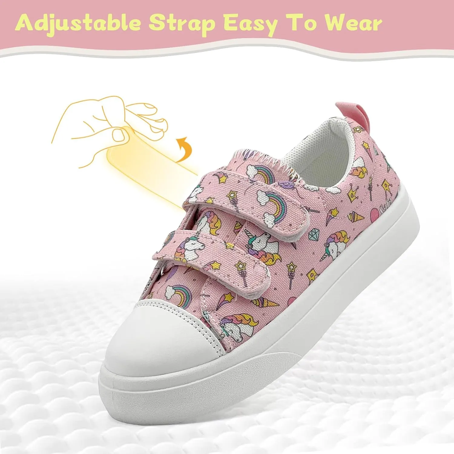 Toddler Shoes for Boys and Girls Low Top Adjustable Strap Kids Canvas Sneakers Walking Running Casual Shoes