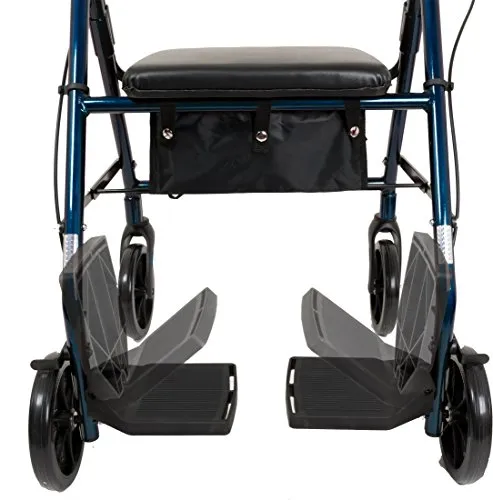 Transport Chair Rolling Walker with 6-inch Wheels, Adjustable, Backrest, Padded Seat (250 lb limit)