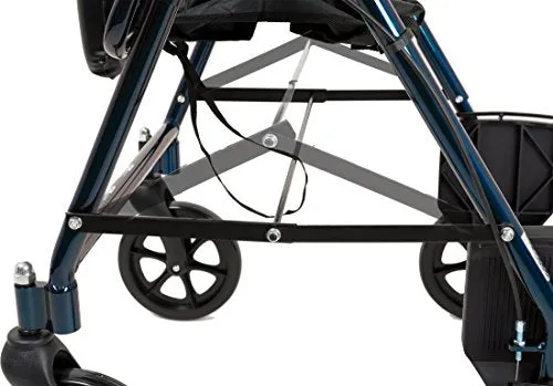 Transport Chair Rolling Walker with 6-inch Wheels, Adjustable, Backrest, Padded Seat (250 lb limit)