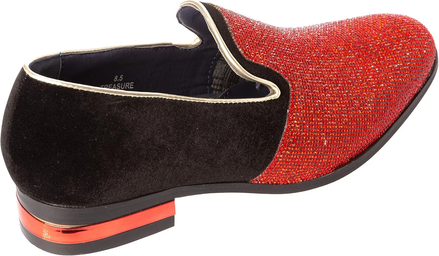 Treasure Mens Slip-On Fashion-Loafer Sparkling-Glitter Dress-Shoes