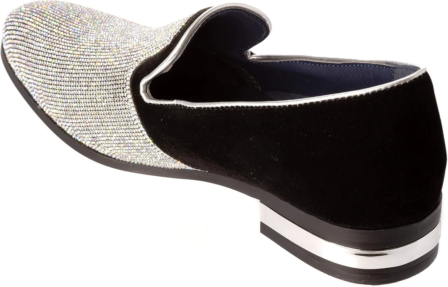 Treasure Mens Slip-On Fashion-Loafer Sparkling-Glitter Dress-Shoes