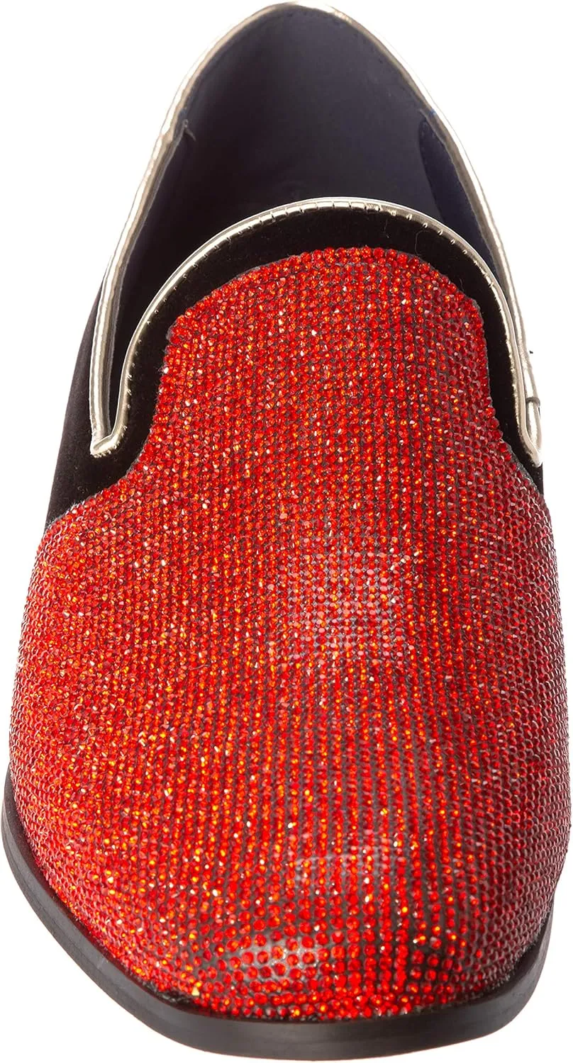 Treasure Mens Slip-On Fashion-Loafer Sparkling-Glitter Dress-Shoes
