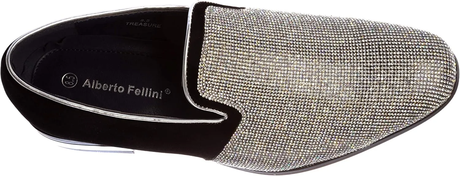 Treasure Mens Slip-On Fashion-Loafer Sparkling-Glitter Dress-Shoes