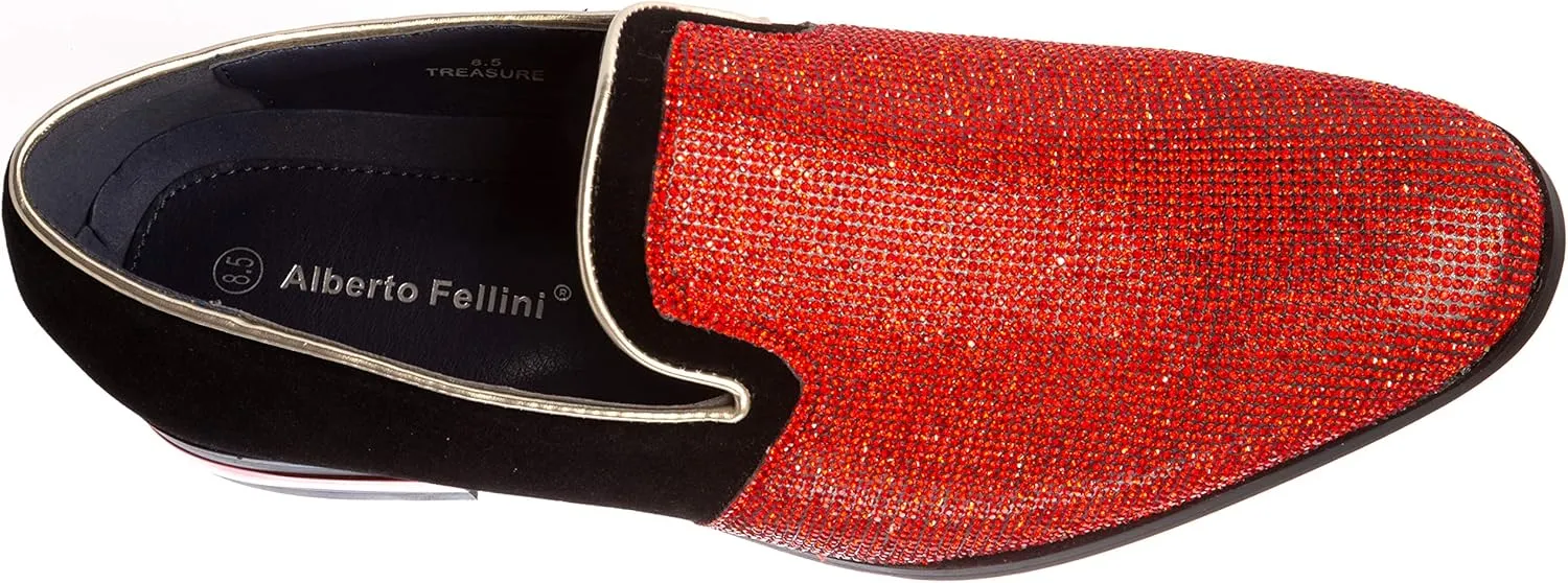 Treasure Mens Slip-On Fashion-Loafer Sparkling-Glitter Dress-Shoes