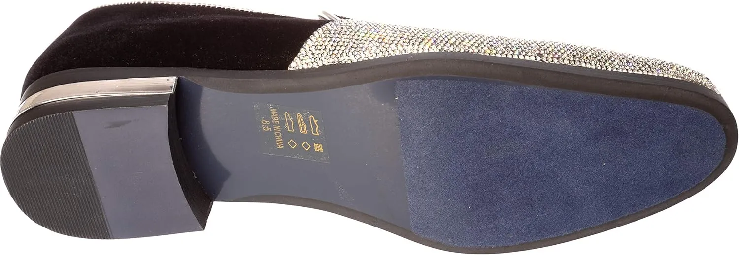 Treasure Mens Slip-On Fashion-Loafer Sparkling-Glitter Dress-Shoes