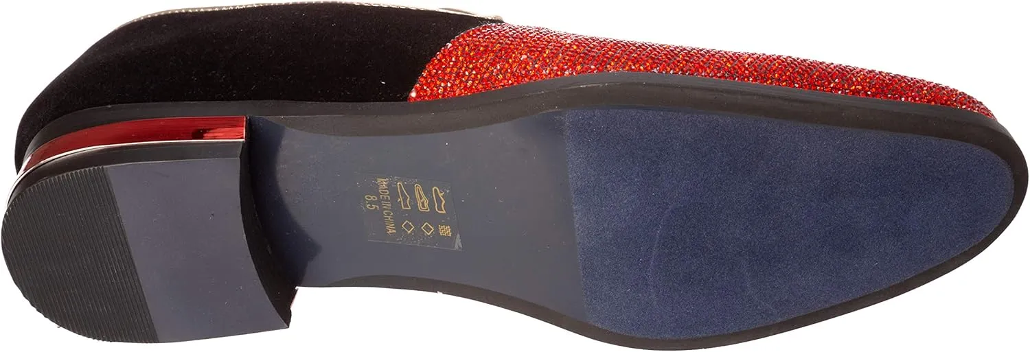Treasure Mens Slip-On Fashion-Loafer Sparkling-Glitter Dress-Shoes