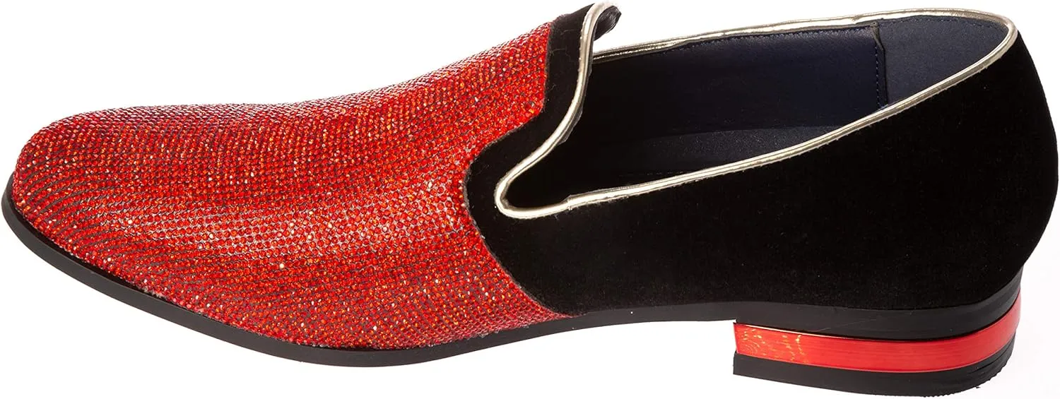 Treasure Mens Slip-On Fashion-Loafer Sparkling-Glitter Dress-Shoes