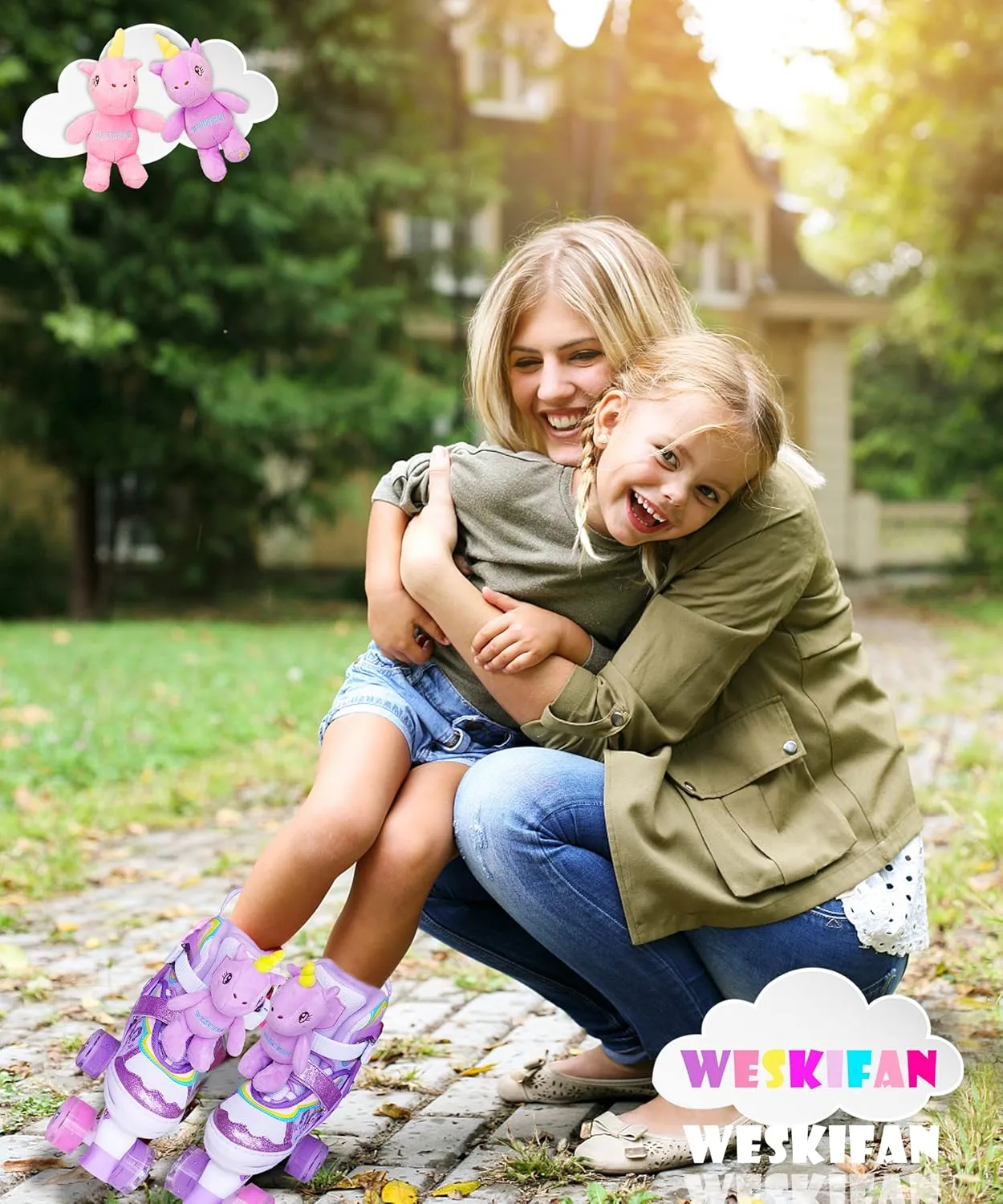 Unicorn Doll Kids Toddler Roller Skates for Girls,WESKIFAN Quad Skating Shoes with Shiny Light up Wheels&Adjustable Sizes Beginners rollerskates for Birthday Xmas Gifts,Patines para Ni?as Ni?os