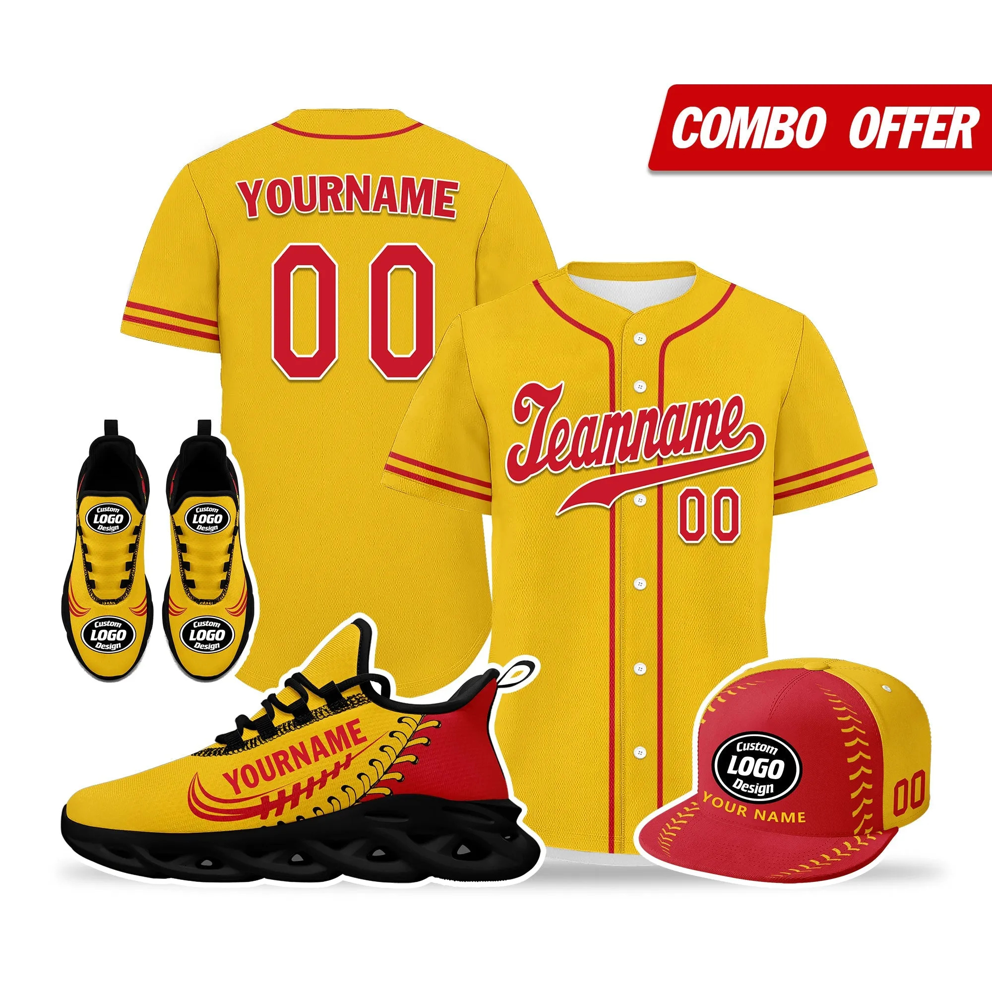 Unique Gift,Custom Yellow Jersey MaxSoul Shoes and Hat Combo Offer Personalized ZH-bd0b00e0-8