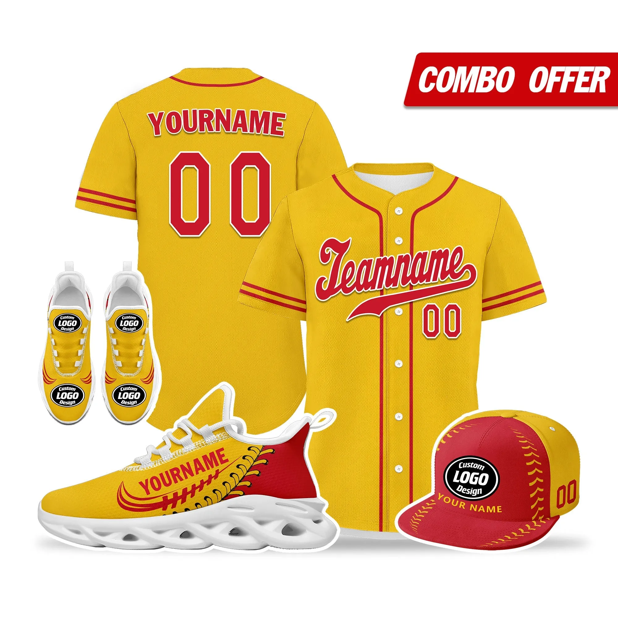 Unique Gift,Custom Yellow Jersey MaxSoul Shoes and Hat Combo Offer Personalized ZH-bd0b00e0-8