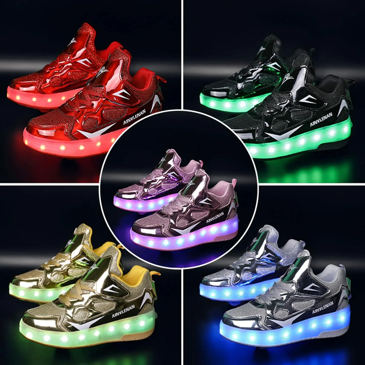 Unisex Kids Roller Skates Shoes USB Charging??LED Lights Up Trainers Double Wheels Retractable Technical Skateboarding for Boys Girls Ideal Gift,Purple-12.5LittleKid