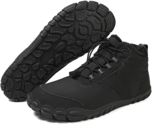 Winter Barefoot Hiking Boots for Men Women,Winter Wide Toe Barefoot Hiking Shoes Boots,Minimalist Snow Boots Barefoot,Five Finger Waterproof Fur Lining Sneakers