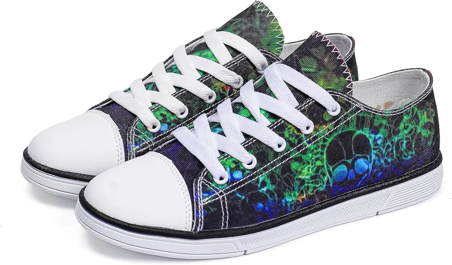Women Skull Shoes Printed Cool Paisley Print Fashion Sneakers for Teen Men Boys Girls Student Canvas Shoes for Ladies