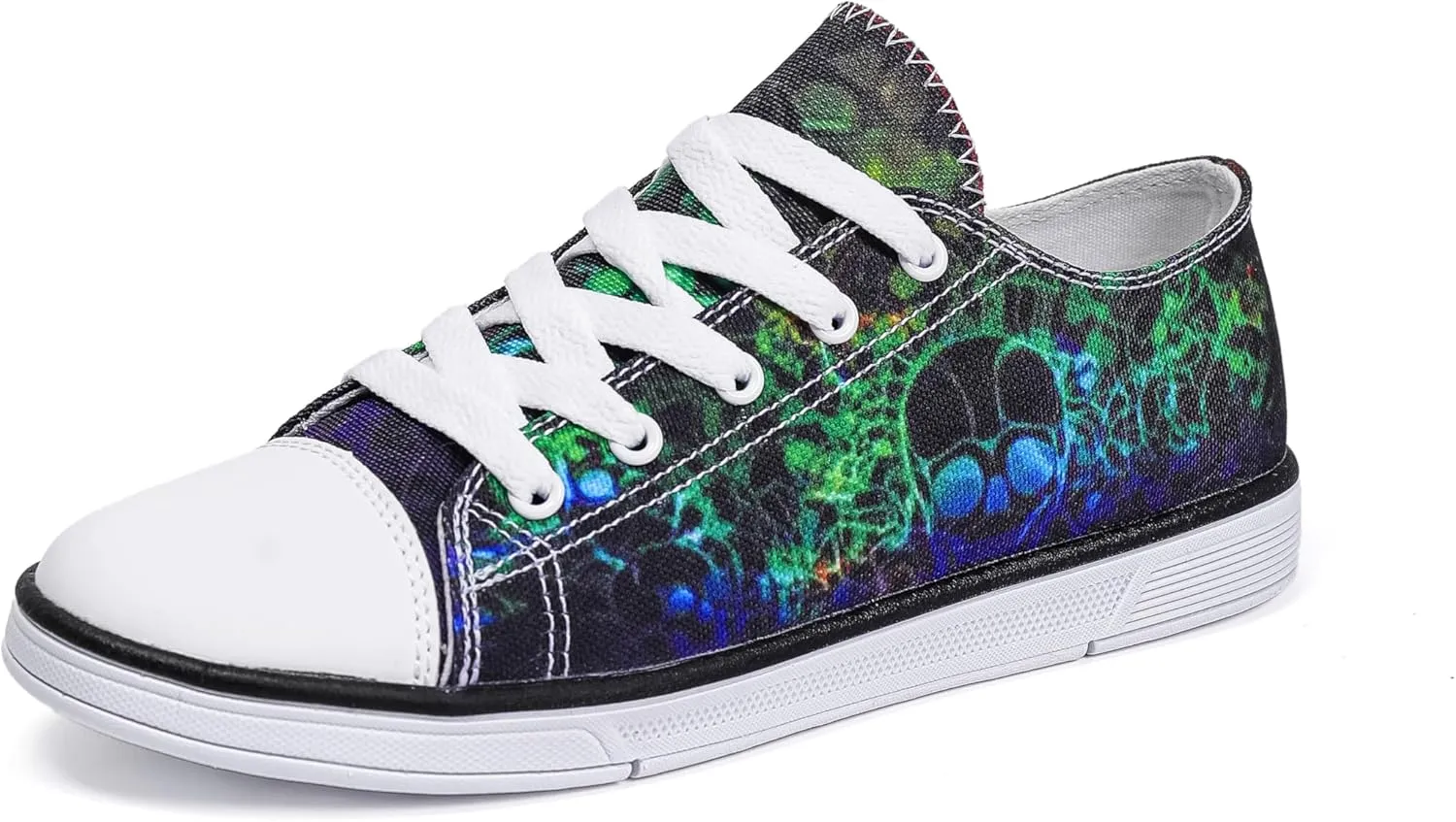 Women Skull Shoes Printed Cool Paisley Print Fashion Sneakers for Teen Men Boys Girls Student Canvas Shoes for Ladies