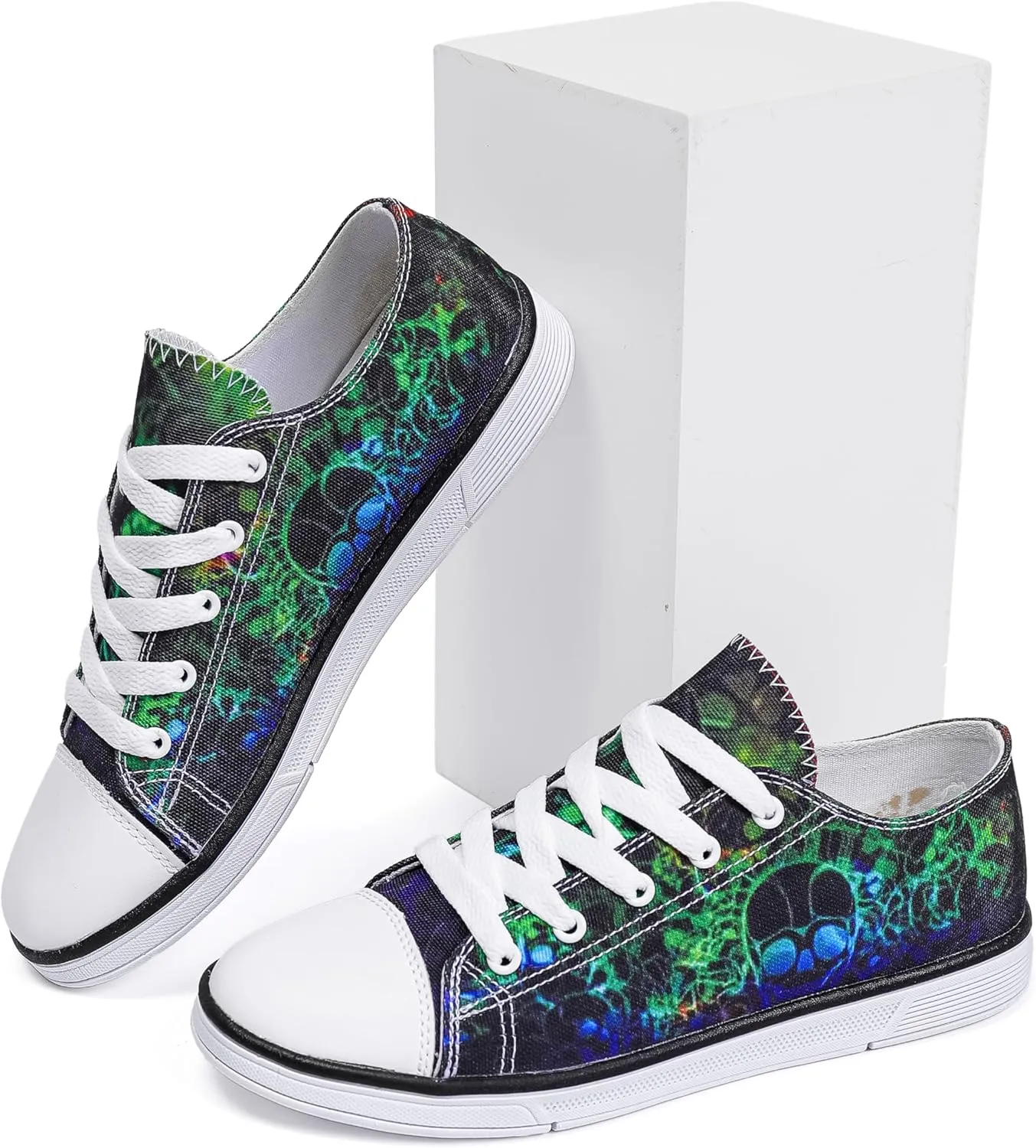Women Skull Shoes Printed Cool Paisley Print Fashion Sneakers for Teen Men Boys Girls Student Canvas Shoes for Ladies