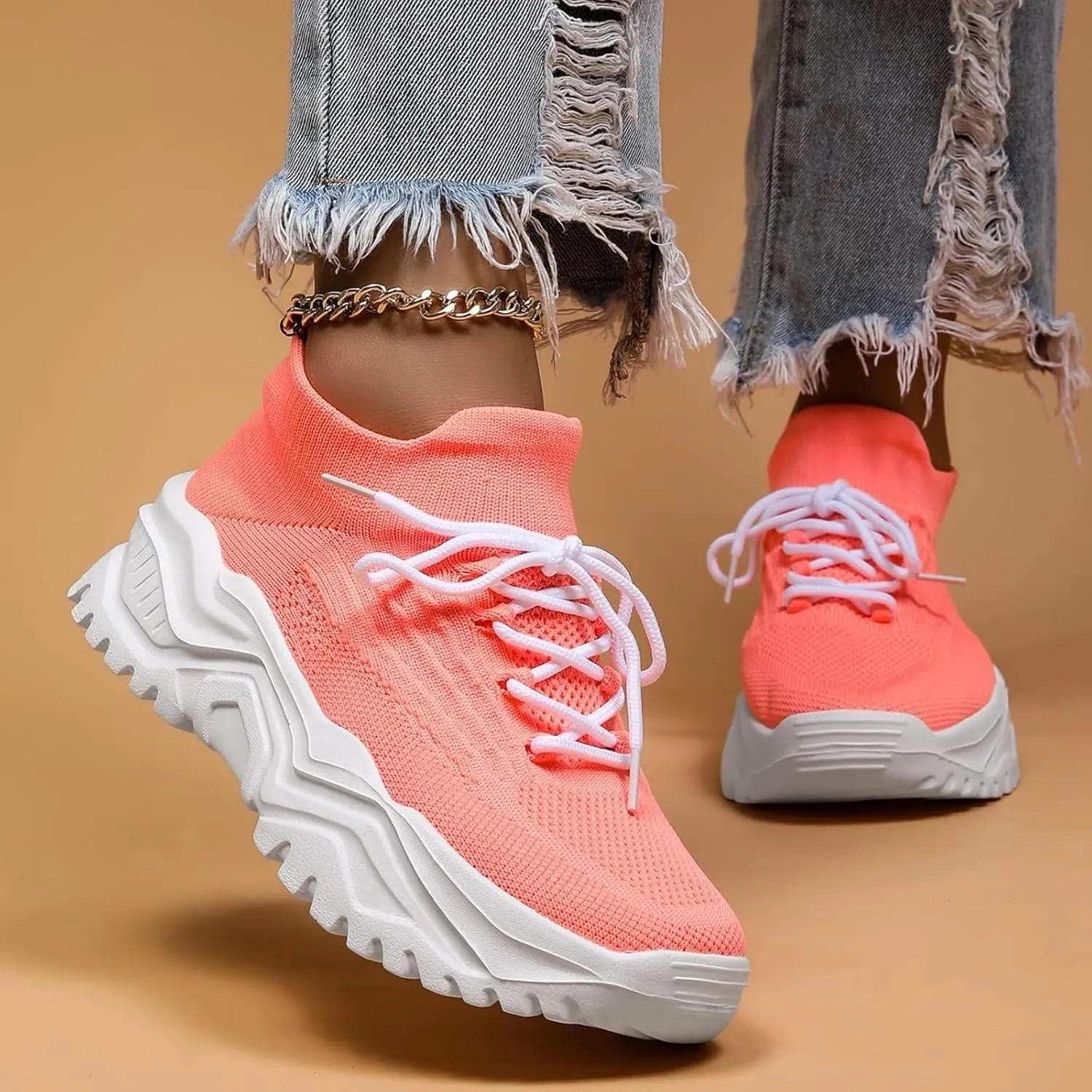 Womens Slip-on Shoes Lightweight Comfortable Sneakers Casual Breathable Walking Shoes Soft Sole Athletic Shoe Non-Slip Running Workout Ankle Socks Sneaker