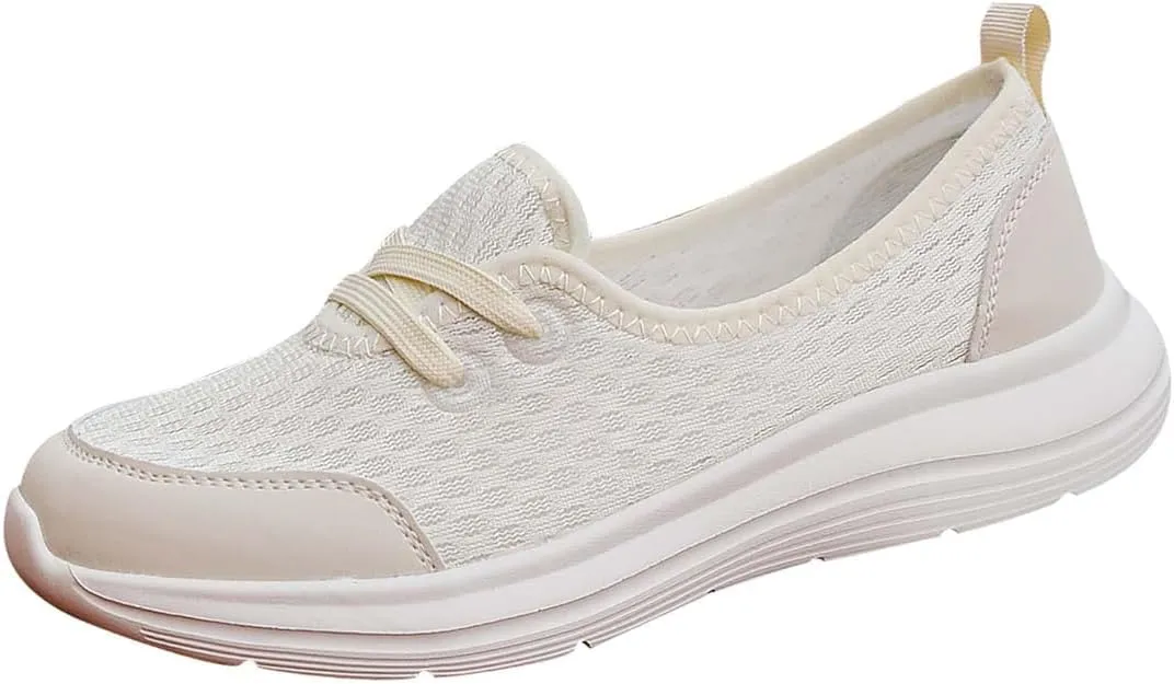 Women's Soft Sole Mesh Comfort Orthopedic Shoes Mesh Breathable Slip-on Sneakers Lightweight Tennis Ladies Cute Sports Shoes Walking Slip On Flats with Arch Support