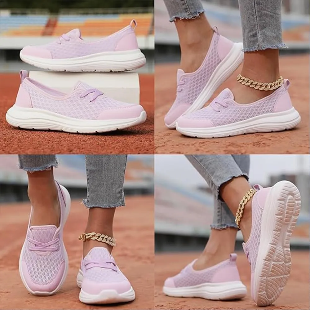 Women's Soft Sole Mesh Comfort Orthopedic Shoes Mesh Breathable Slip-on Sneakers Lightweight Tennis Ladies Cute Sports Shoes Walking Slip On Flats with Arch Support