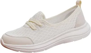 Women's Soft Sole Mesh Comfort Orthopedic Shoes Mesh Breathable Slip-on Sneakers Lightweight Tennis Ladies Cute Sports Shoes Walking Slip On Flats with Arch Support
