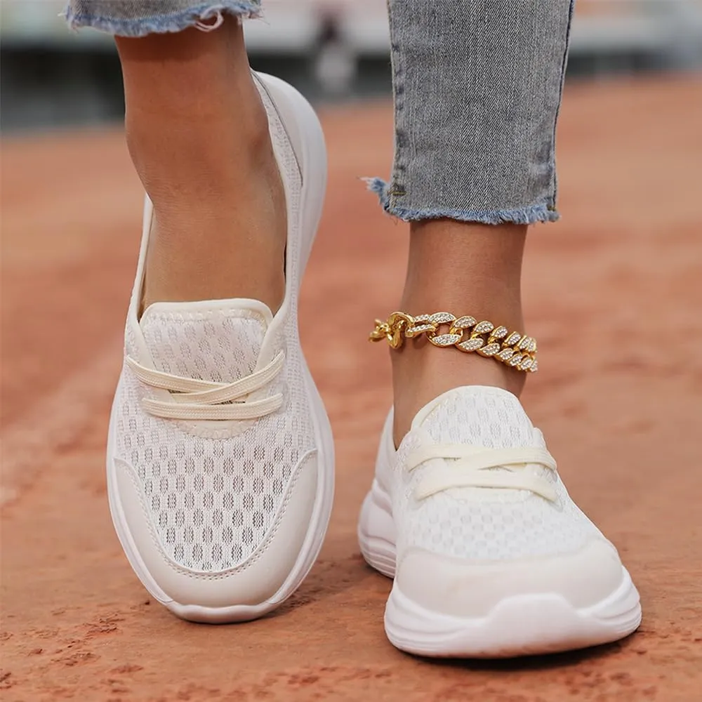 Women's Soft Sole Mesh Comfort Orthopedic Shoes Mesh Breathable Slip-on Sneakers Lightweight Tennis Ladies Cute Sports Shoes Walking Slip On Flats with Arch Support