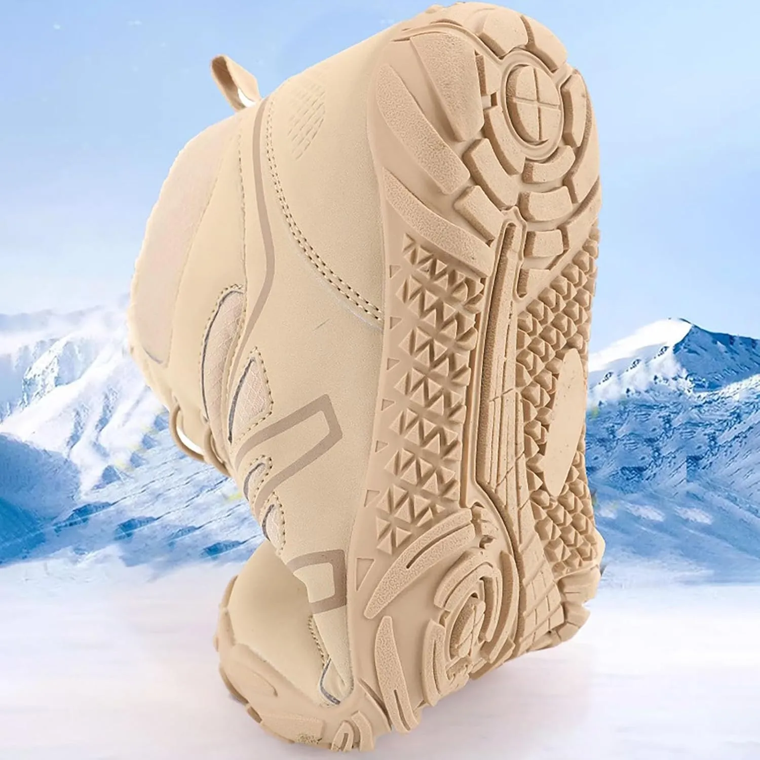 Womens Winter Sport Waterproof Boots Snow Boots Fur Lined Warm Ankle Boots Slip On Fuzzy Hiking Booties