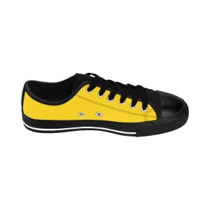 Yellow Women's Low Top Sneakers, Solid Color Premium Designer Low Top Ladies Shoes